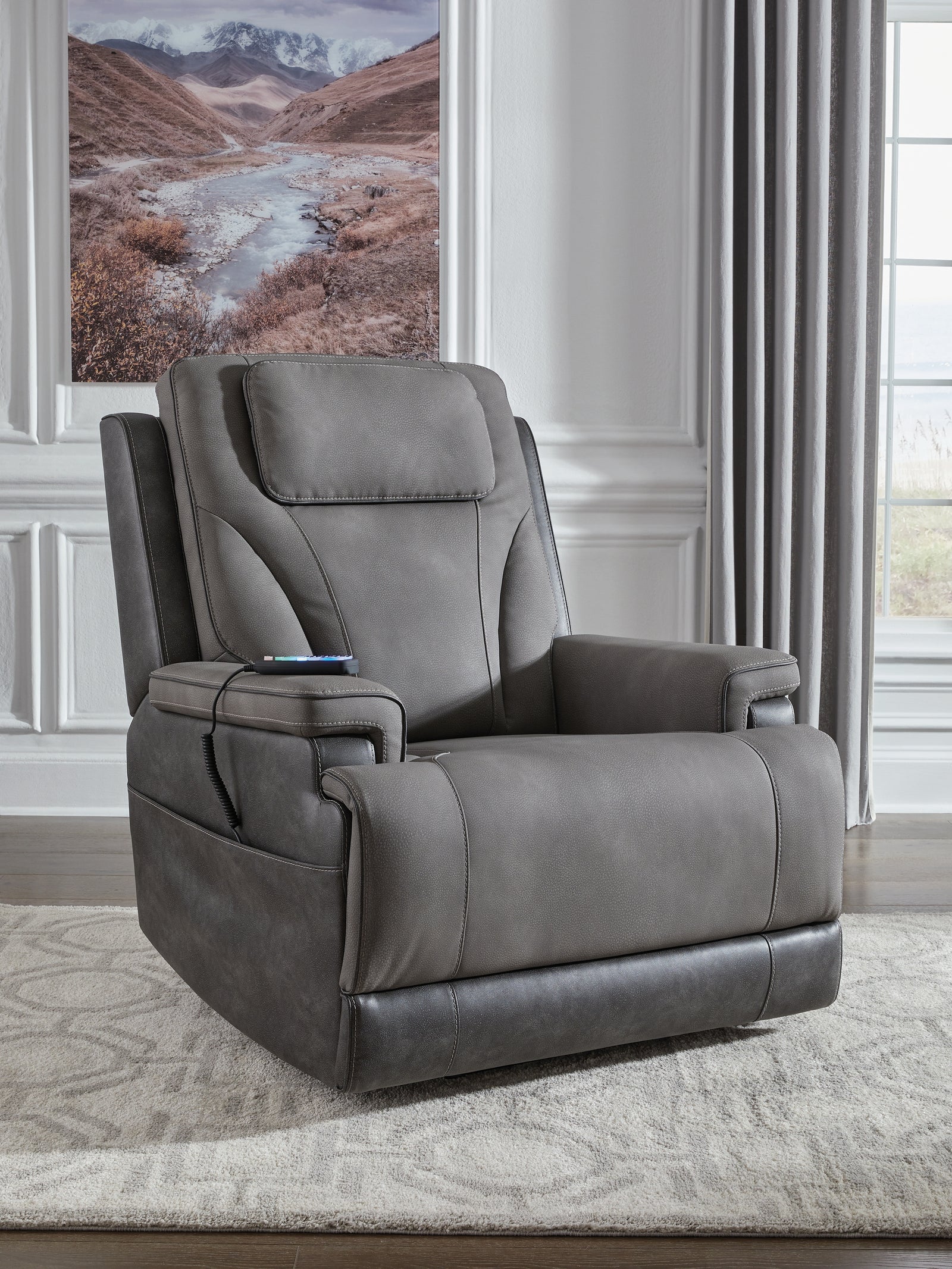 4Z-Peaceful Pause Slate Microfiber,Next-Gen DuraPella Power Lift Recliner