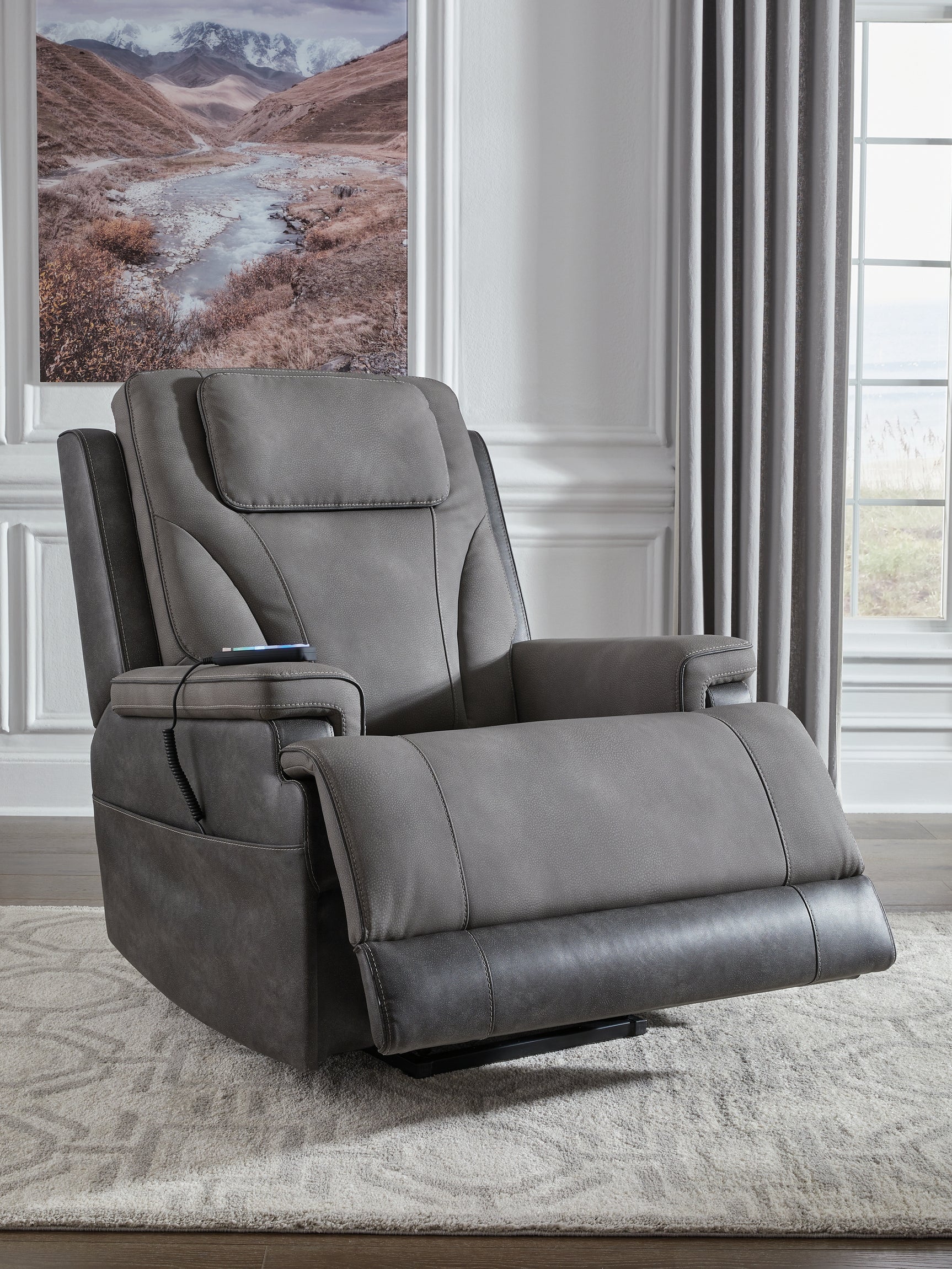 4Z-Peaceful Pause Slate Microfiber,Next-Gen DuraPella Power Lift Recliner