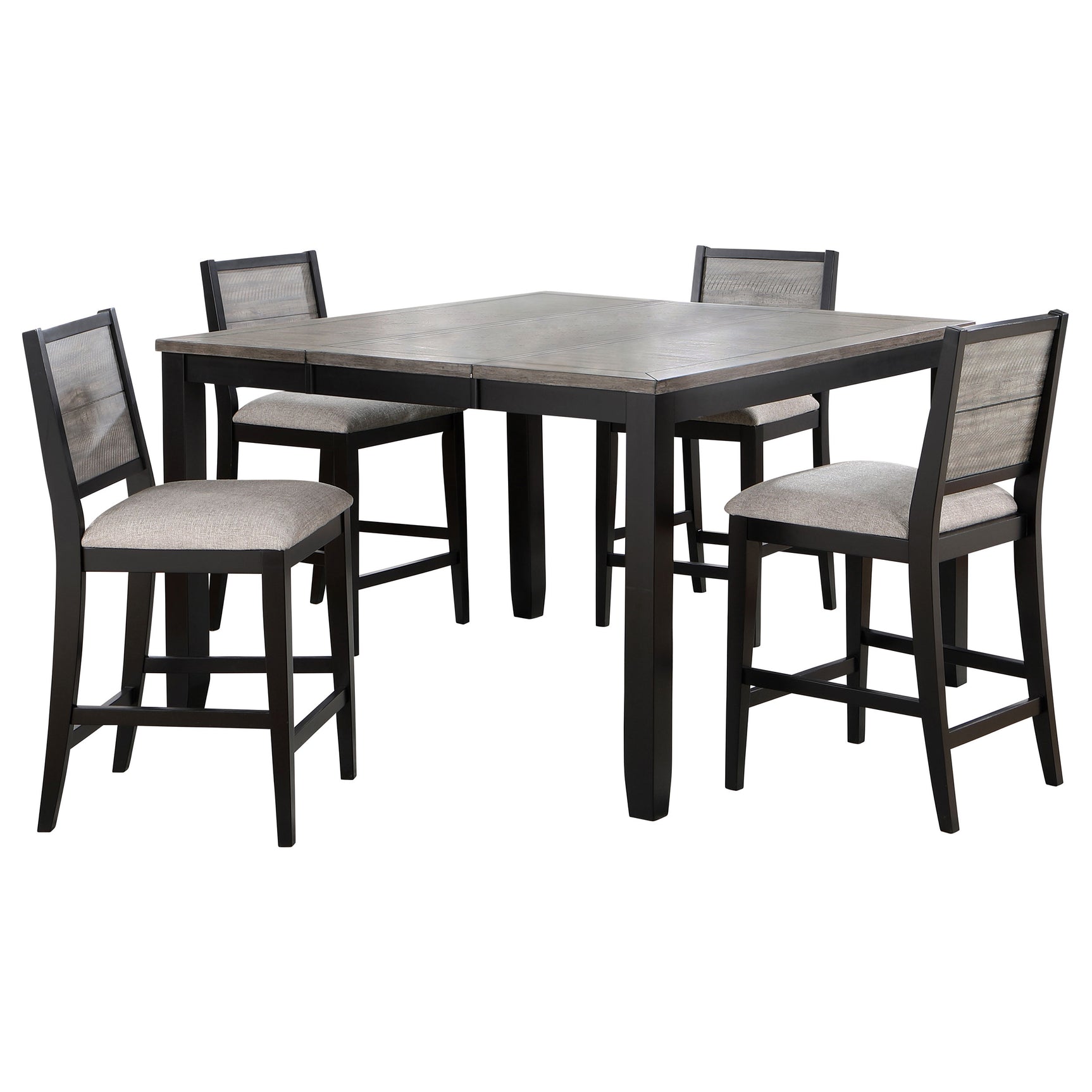 Elodie Black Gray Extension Leaf Counter Height Set