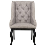 Phelps Upholstered Dining Arm Chair Tan Distressed Noir (Set of 2)