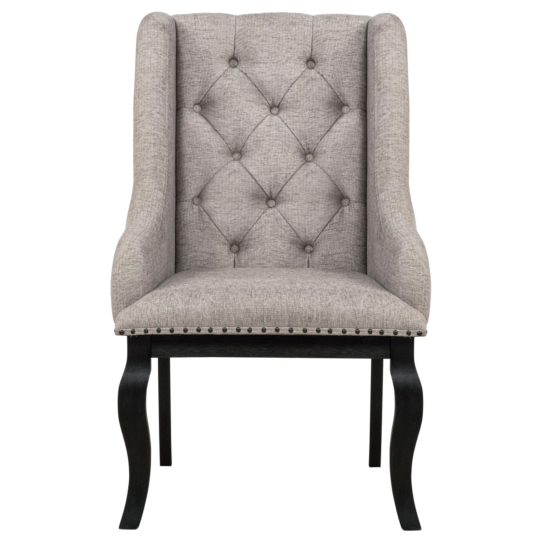 Phelps Upholstered Dining Arm Chair Tan Distressed Noir (Set of 2)