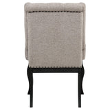 Phelps Upholstered Dining Arm Chair Tan Distressed Noir (Set of 2)