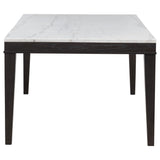 Averill 72-inch Rectangular White Marble Top Dining Table Coffee Bean