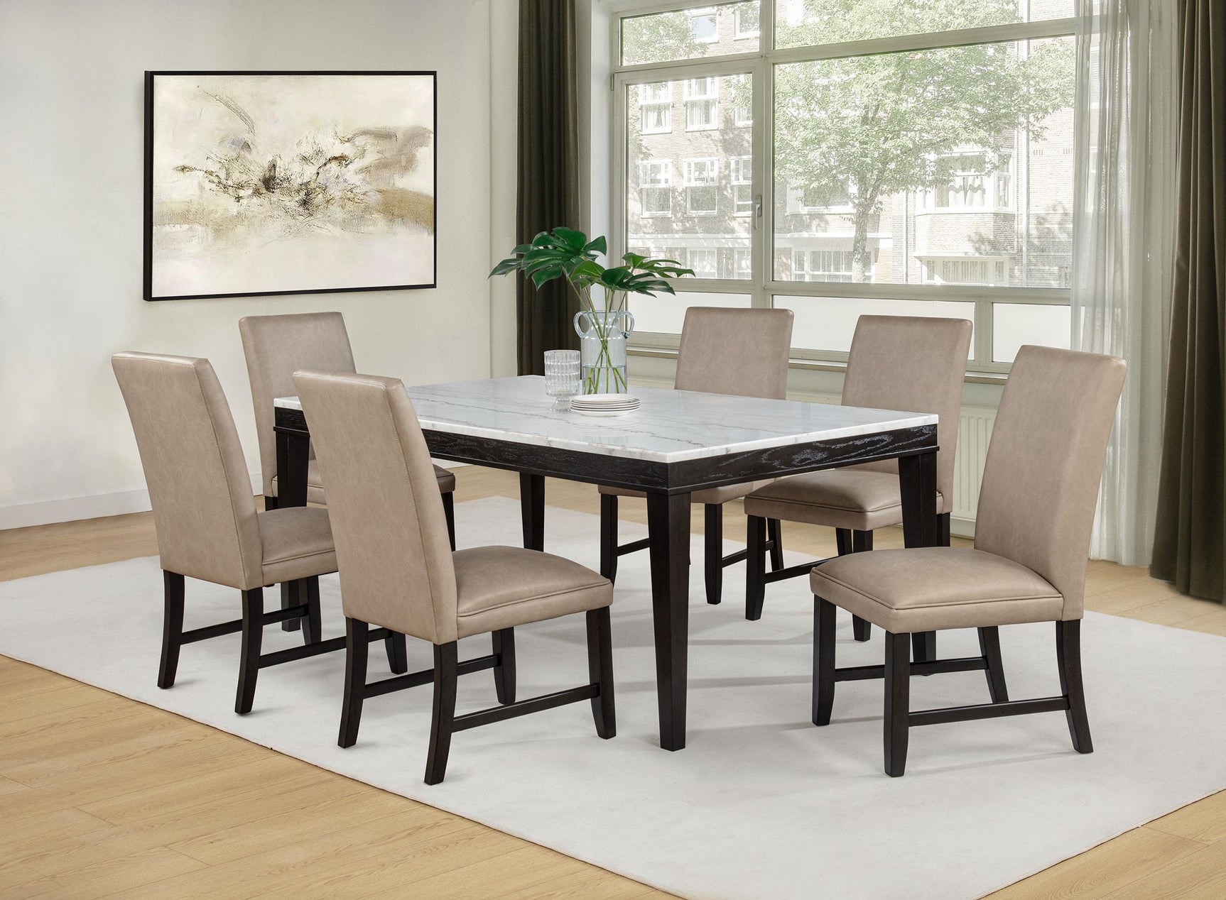 Averill Faux Leather Upholstered Dining Side Chair Tan (Set of 2)