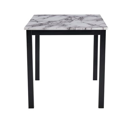 Aiden White/Black Marble Modern Wood And Veneers Rectangular 5-Piece Dining Room Set - Ella Furniture
