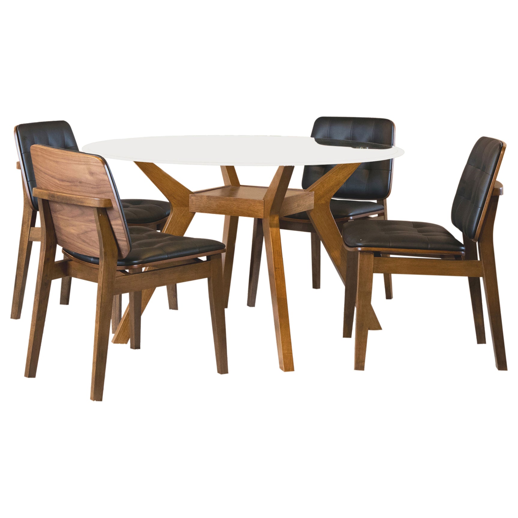 Paxton Nutmeg Round Glass Top Dining Room Set