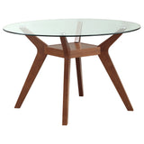 Paxton Nutmeg Round Glass Top Dining Room Set