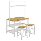 Edgeworth White Kitchen Island Counter Height Set