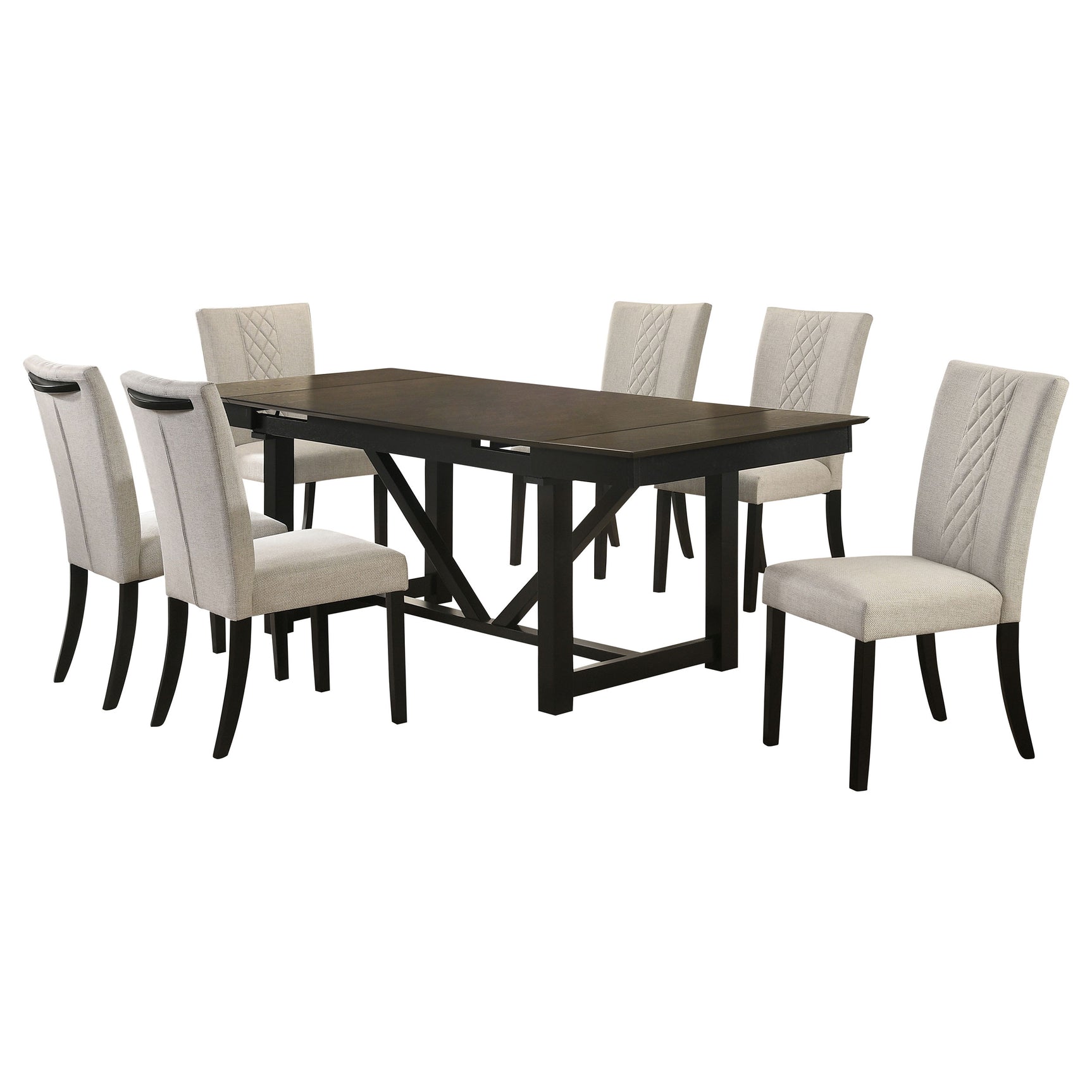 Malia Beige Refractory Extension Leaf Dining Room Set