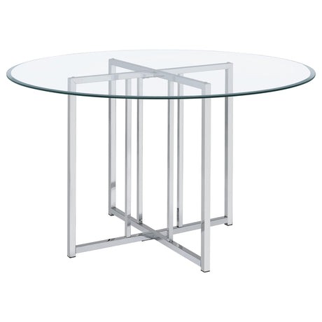 Pace 48-inch Round Glass Top Dining Table Chrome — product image 3
