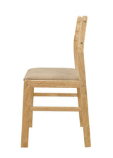 Natural Finish Round Dining Table with 2 Tan Microfiber Ladder-Back Chairs - 3 Piece Set