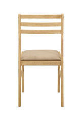 Natural Finish Round Dining Table with 2 Tan Microfiber Ladder-Back Chairs - 3 Piece Set