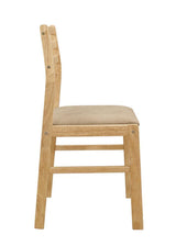Natural Finish Round Dining Table with 2 Tan Microfiber Ladder-Back Chairs - 3 Piece Set