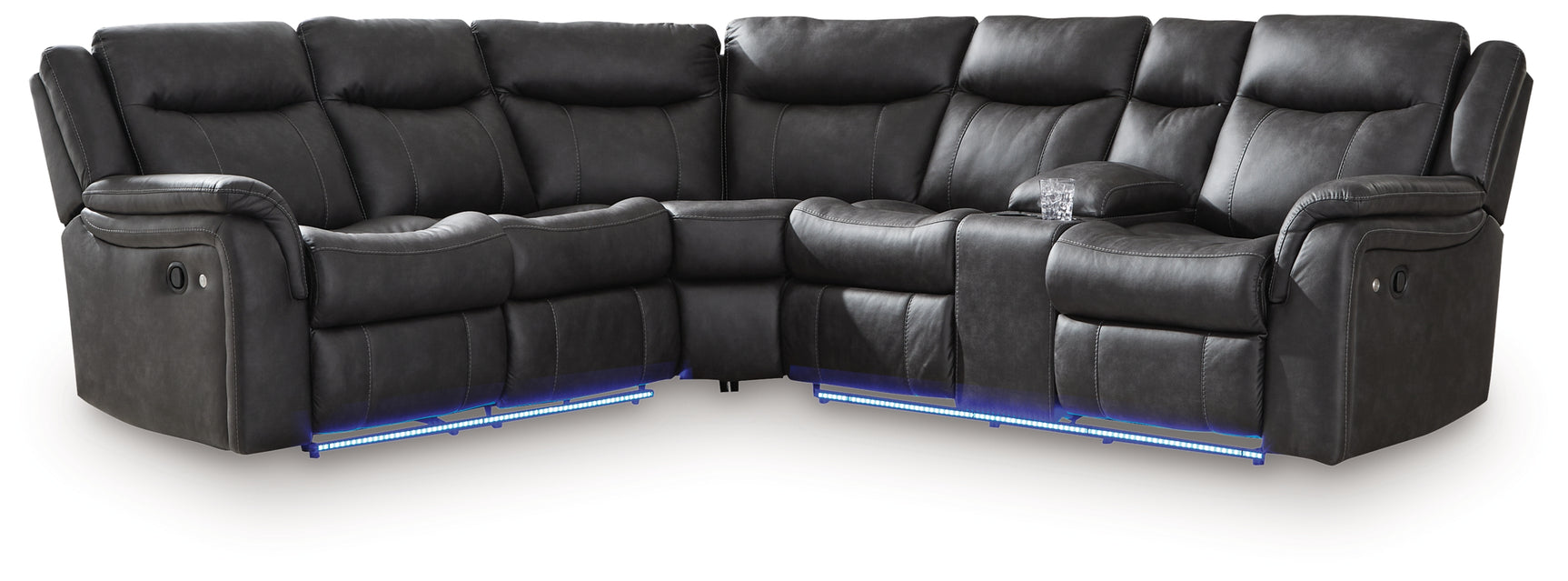 Sultan Meadow Carbon Faux Leather 2-Piece Reclining Sectional