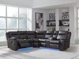Sultan Meadow Carbon Faux Leather 2-Piece Reclining Sectional