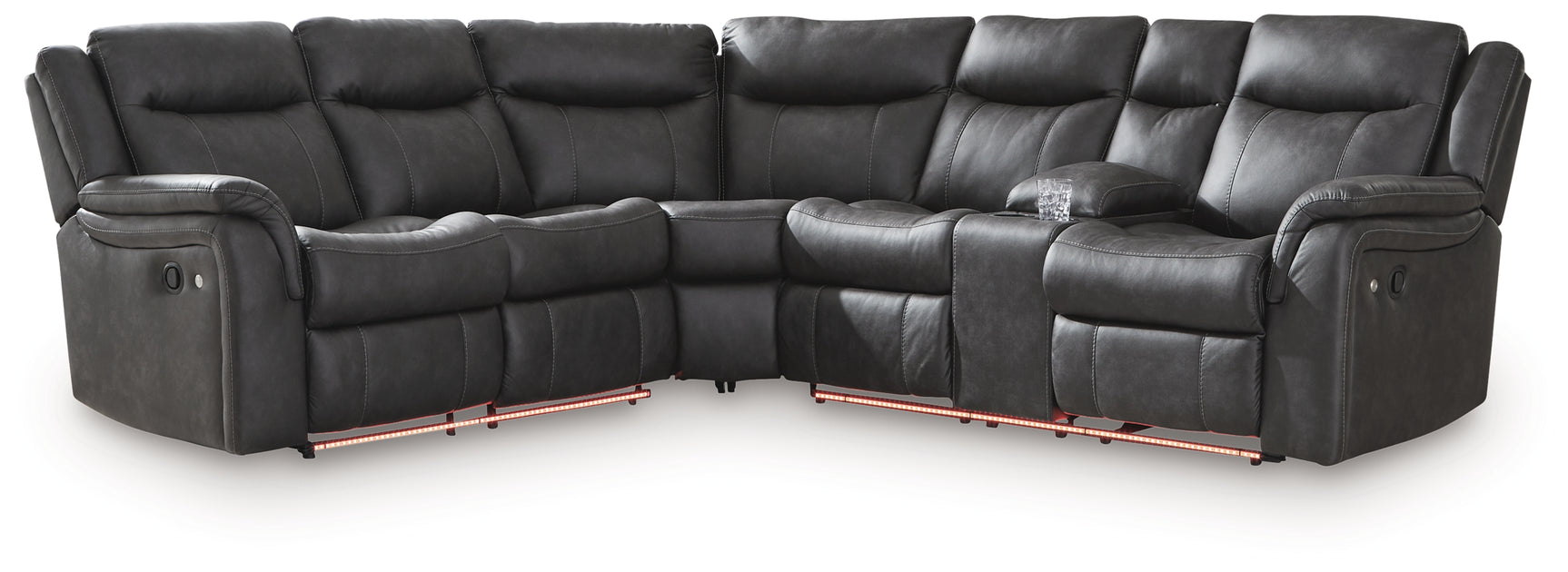 Sultan Meadow Carbon Faux Leather 2-Piece Reclining Sectional