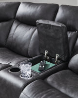 Sultan Meadow Carbon Faux Leather 2-Piece Reclining Sectional