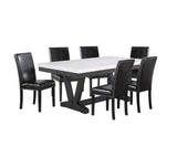 Vance White Black Marble Rectangular Dining Room Set