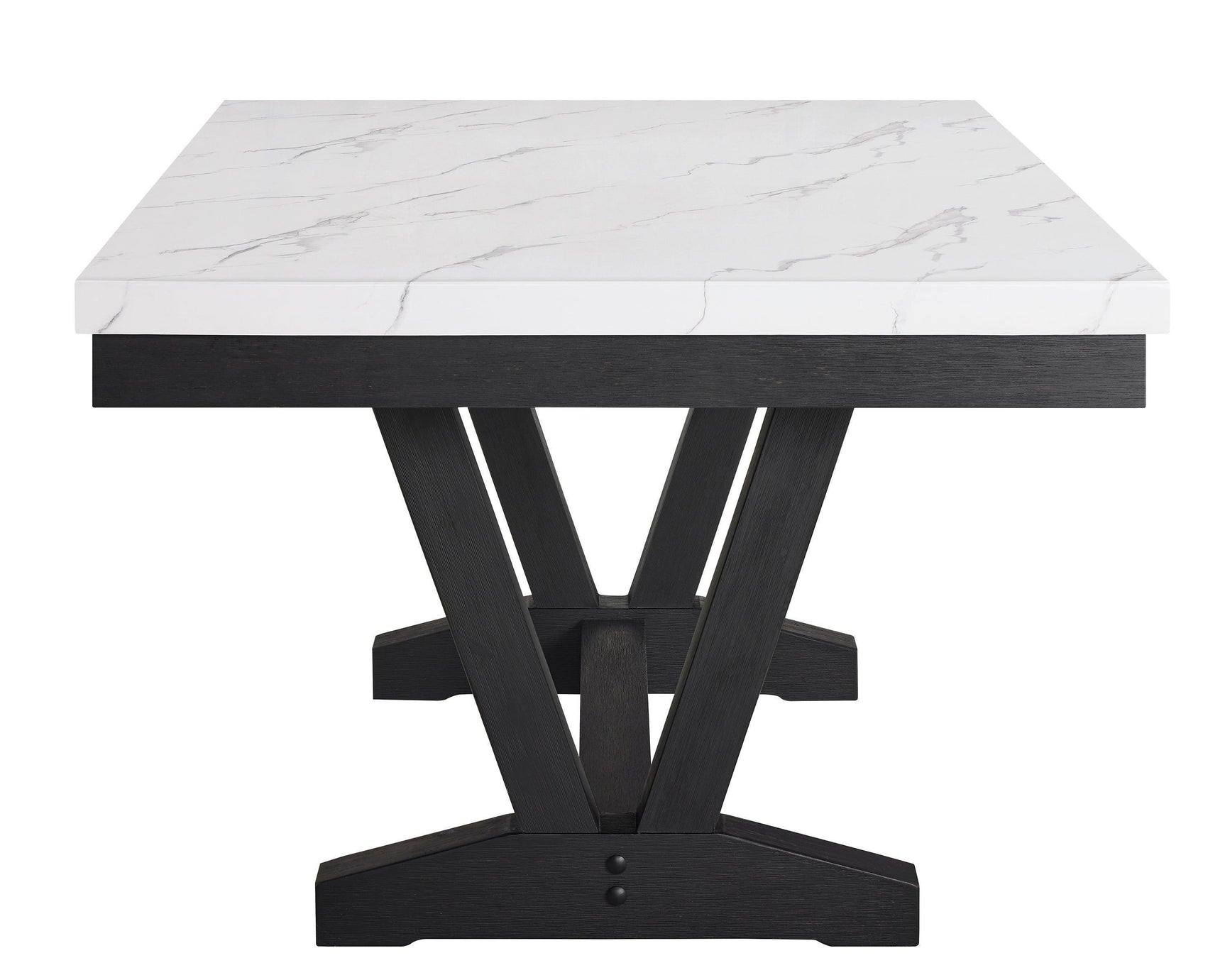 Vance White Black Marble Rectangular Dining Room Set