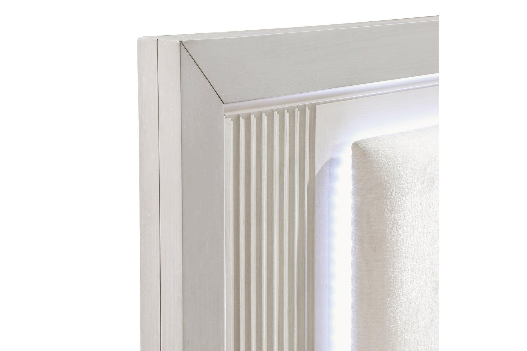 Florence Antique White Upholstered LED Panel Bedroom Set