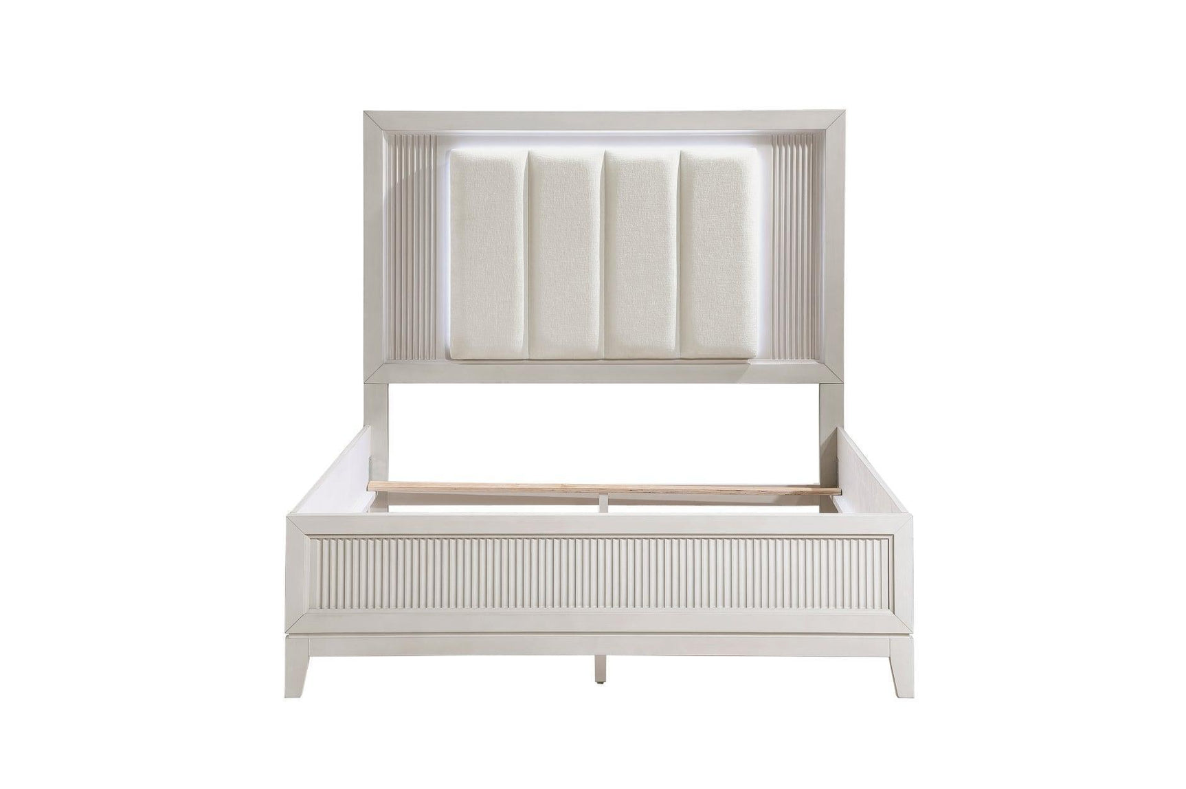 Florence Antique White Upholstered LED Panel Bedroom Set