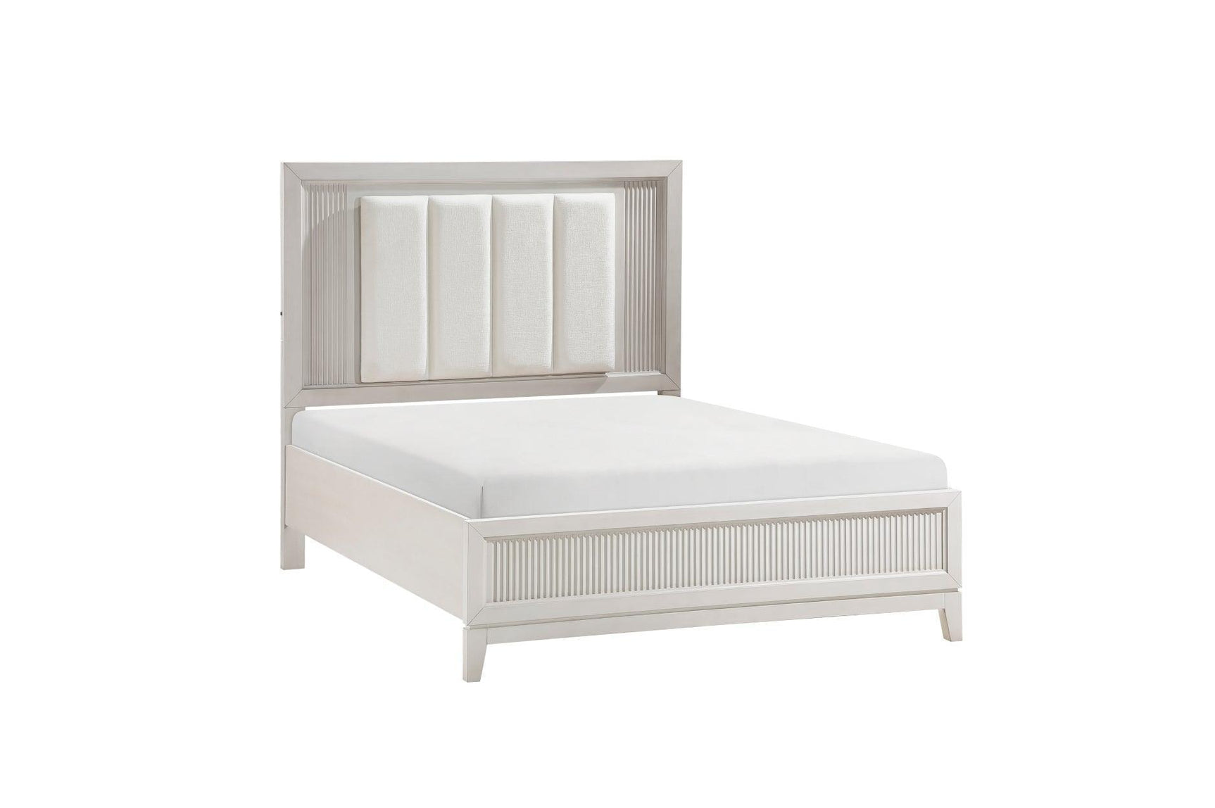Florence Antique White Upholstered LED Panel Bedroom Set