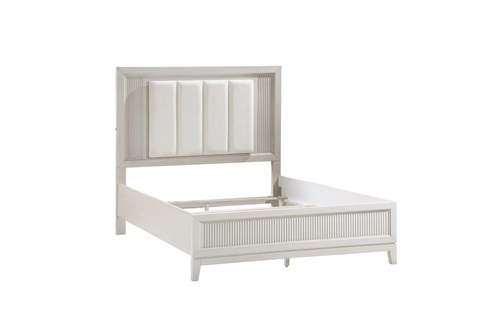 Florence Antique White Upholstered LED Panel Bedroom Set