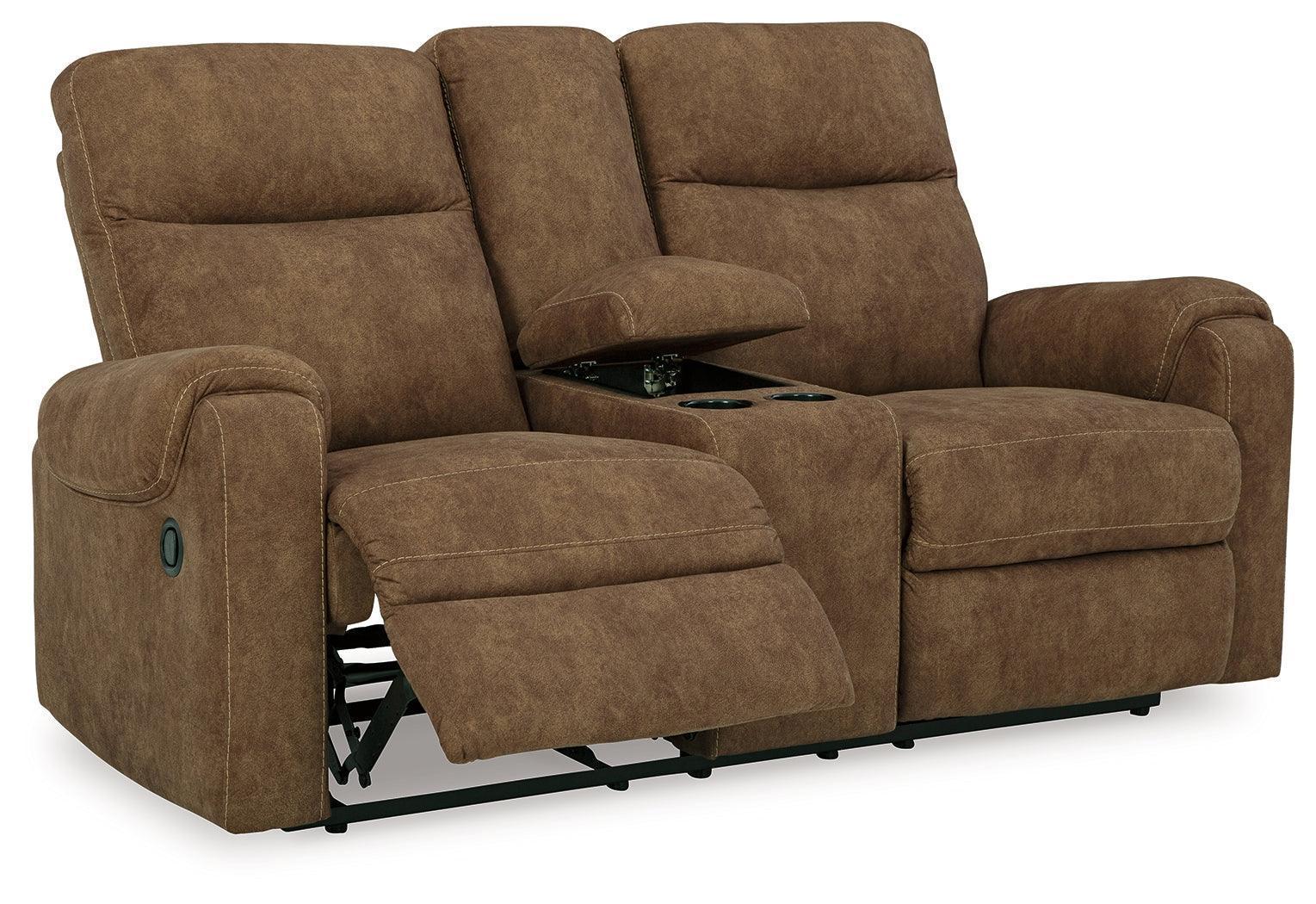 Edenwold Brindle Chenille Reclining Loveseat with Console