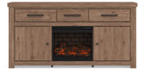 Garistyn Brown 73" TV Stand with Electric Fireplace — front view