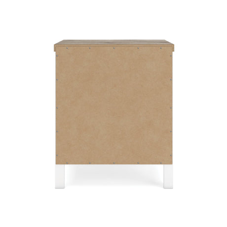 Kerisden White/Brown Nightstand — back view