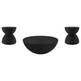 Macedo 3-Piece Transitional Round Rattan Coffee and End Table Set Black — product image 2