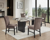 Vega Brown Black Faux Marble Dining Room Set