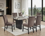 Vega Brown Black Faux Marble Dining Room Set