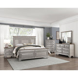 Marquette Gray/Brown Modern Traditional Oak Veneer Solid Wood Queen Bed - Ella Furniture
