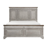 Marquette Gray/Brown Modern Traditional Oak Veneer Solid Wood King Bed - Ella Furniture