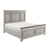 Marquette Gray/Brown Modern Traditional Oak Veneer Solid Wood Queen Bed - Ella Furniture