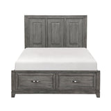 Garretson Gray Modern Transitional Okume Veneer Solid Wood Metal Storage King Bed - Ella Furniture