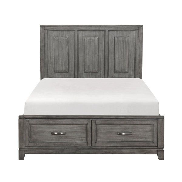 Garretson Gray Modern Transitional Okume Veneer Solid Wood Metal Storage King Bed - Ella Furniture