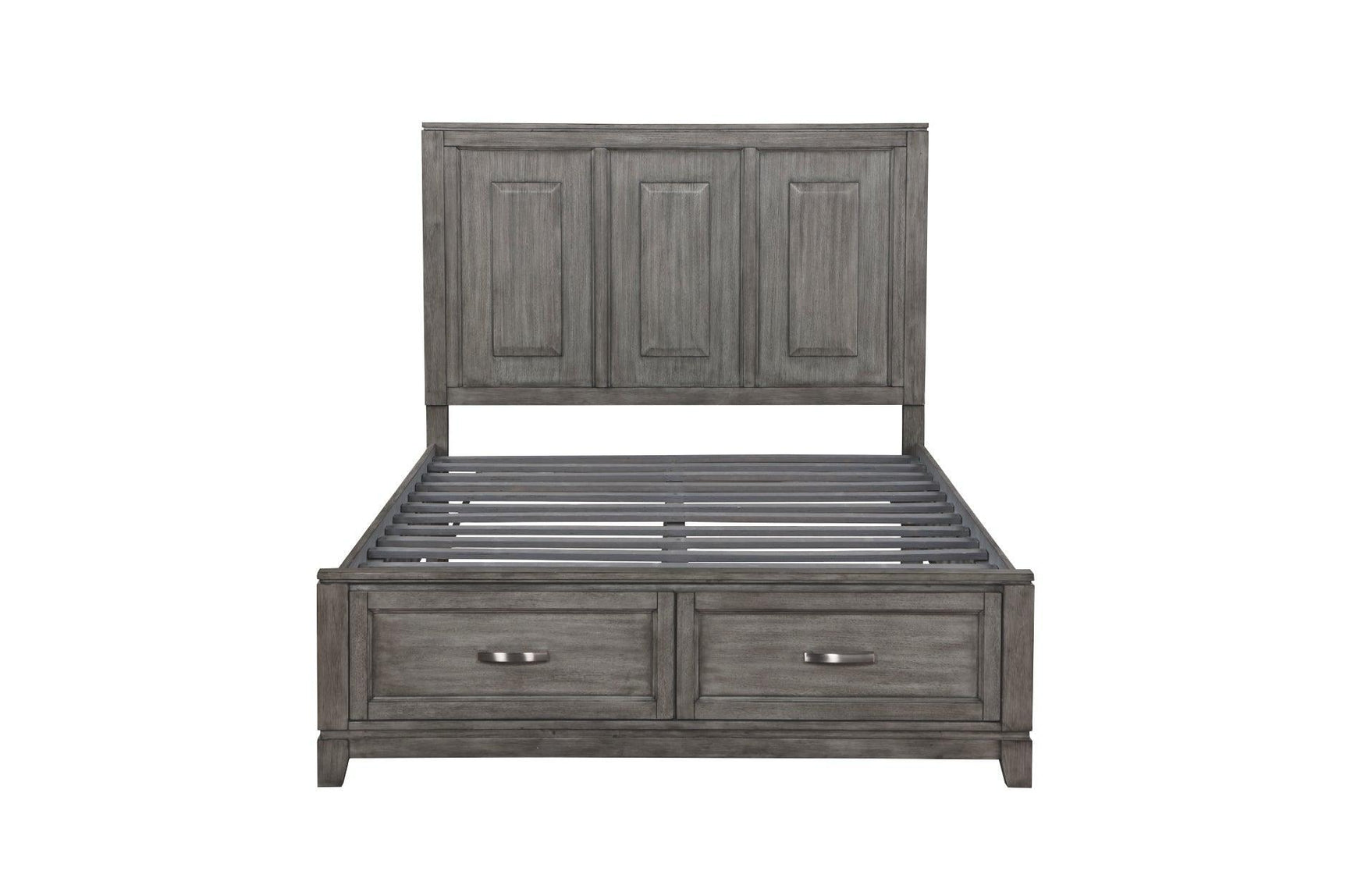 Garretson Gray Modern Transitional Okume Veneer Solid Wood Metal Storage Bedroom Set - Ella Furniture