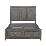 Garretson Gray Modern Transitional Okume Veneer Solid Wood Metal Storage King Bed - Ella Furniture