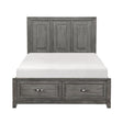 Garretson Gray Modern Transitional Okume Veneer Solid Wood Metal Storage Queen Bed - Ella Furniture
