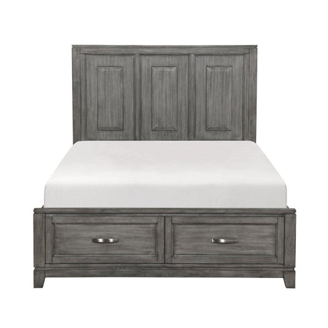 Garretson Gray Modern Transitional Okume Veneer Solid Wood Metal Storage Queen Bed - Ella Furniture