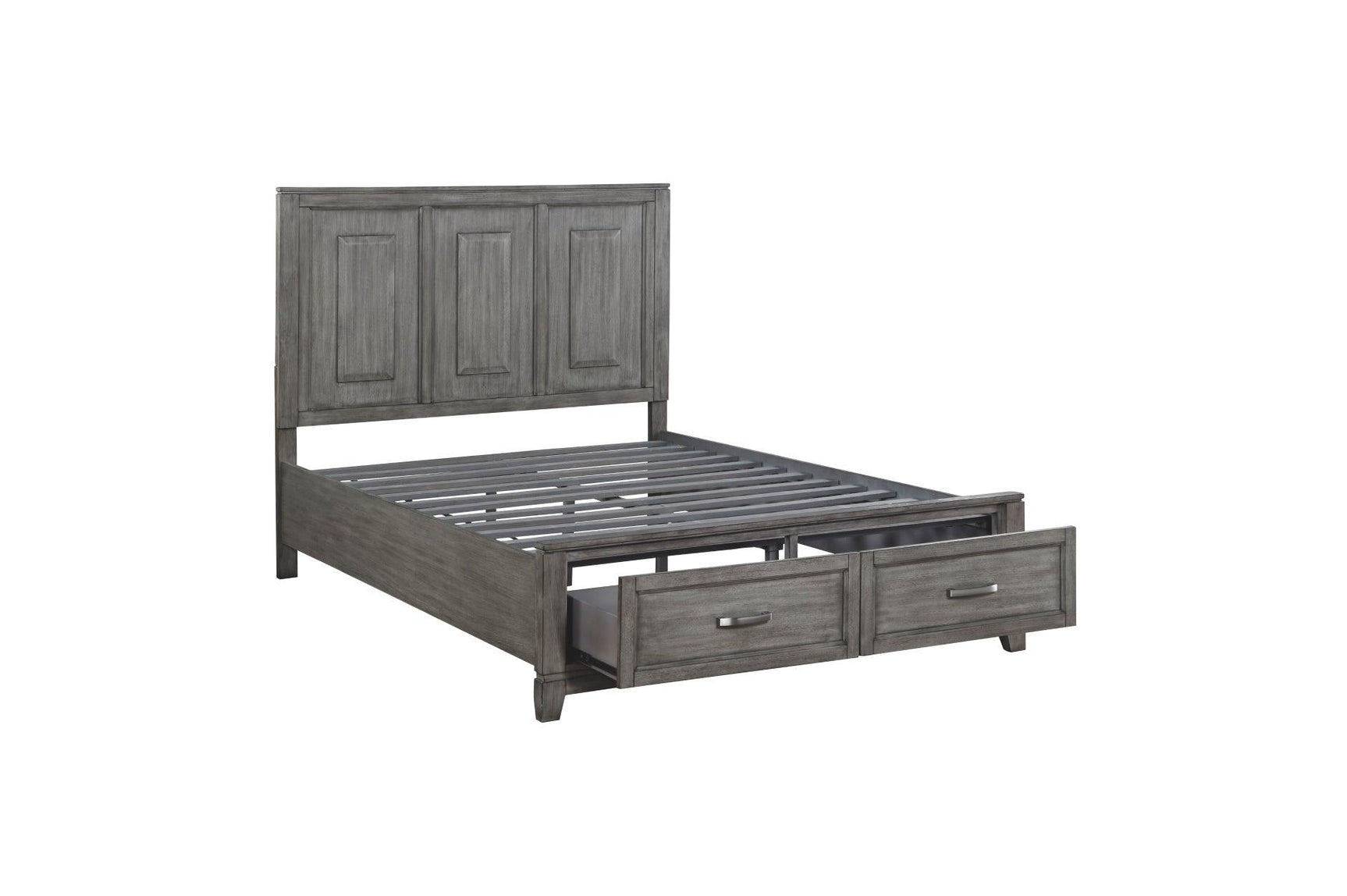 Garretson Gray Modern Transitional Okume Veneer Solid Wood Metal Storage Bedroom Set - Ella Furniture
