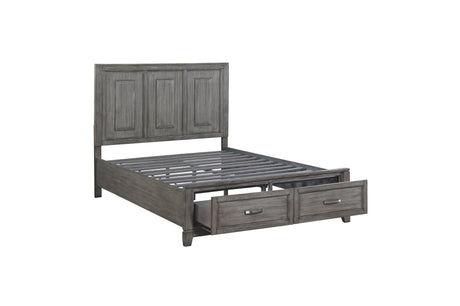Garretson Gray Modern Transitional Okume Veneer Solid Wood Metal Storage Bedroom Set - Ella Furniture