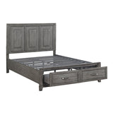Garretson Gray Modern Transitional Okume Veneer Solid Wood Metal Storage King Bed - Ella Furniture