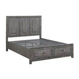 Garretson Gray Modern Transitional Okume Veneer Solid Wood Metal Storage King Bed - Ella Furniture