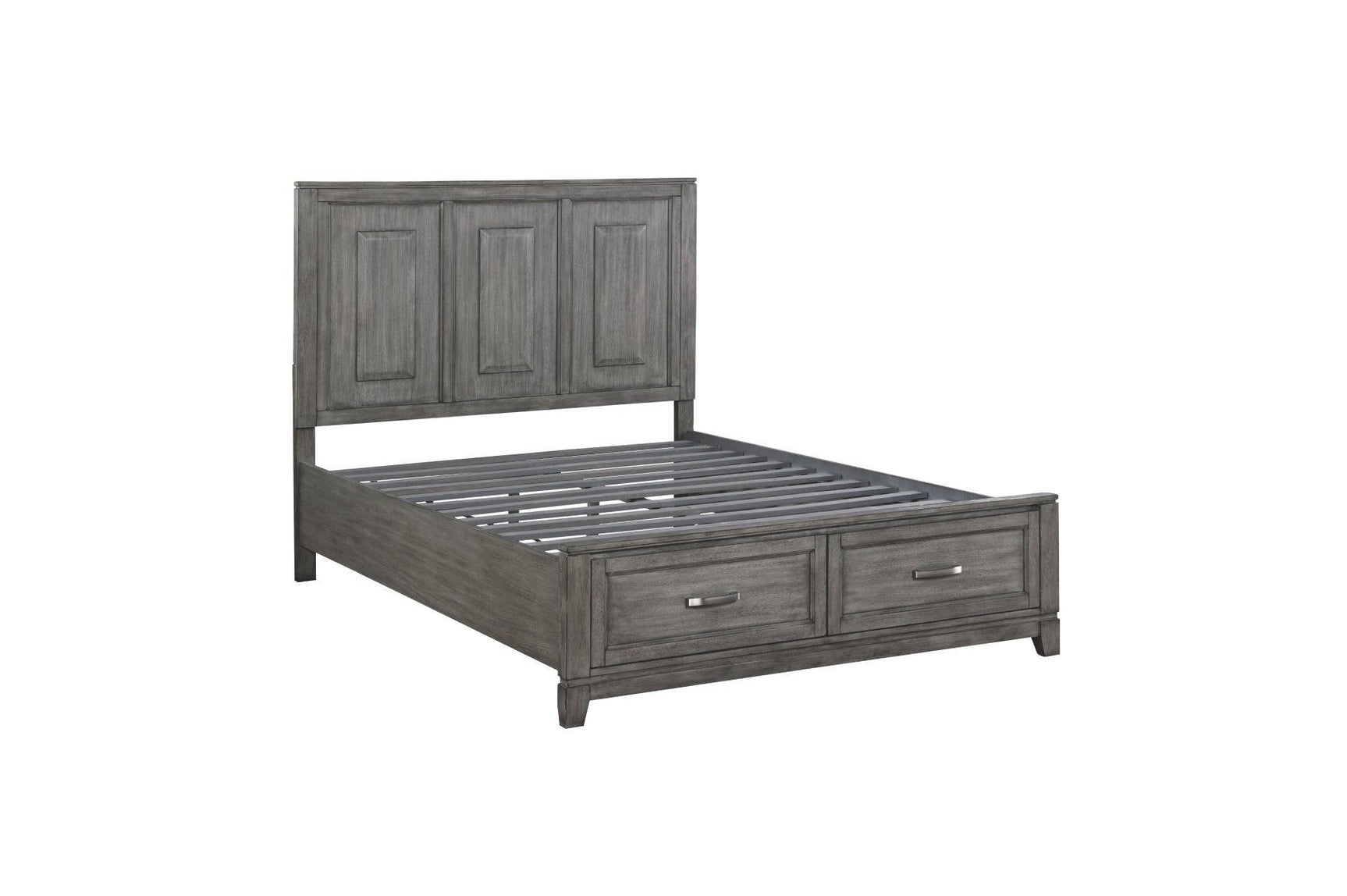 Garretson Gray Modern Transitional Okume Veneer Solid Wood Metal Storage Bedroom Set - Ella Furniture