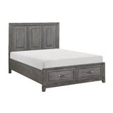 Garretson Gray Modern Transitional Okume Veneer Solid Wood Metal Storage Queen Bed - Ella Furniture