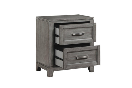 Garretson Gray Modern Transitional Okume Veneer Solid Wood Metal Storage Bedroom Set - Ella Furniture