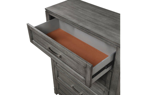 Garretson Gray Modern Transitional Okume Veneer Solid Wood Metal Storage Bedroom Set - Ella Furniture